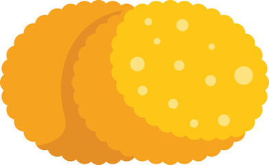 Two round crackers partially overlapping, one in front of the other, showing their texture