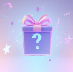 Pink gift box with question mark for mystery sale
