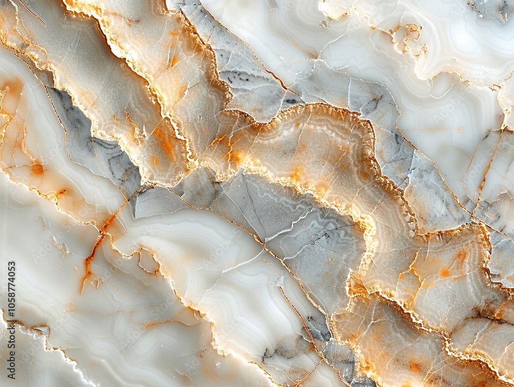 Aufkleber a close-up view of an elegant marble surface with intricate patterns and warm tones.