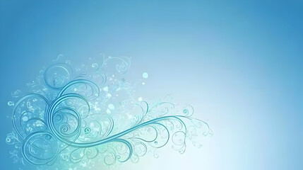 Abstract blue floral design with white background.