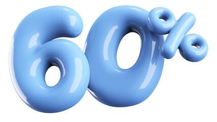 Discount 60 Percent Off Sale Blue Number 3D Illustration