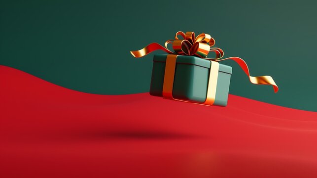 3D Festive Gift Box with Ribbon for Christmas Celebration