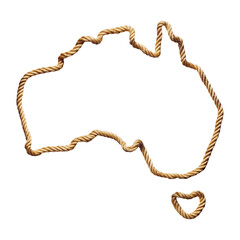 australia Map from rope, cowboy western concept elements.