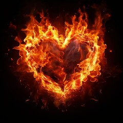 Fototapeta premium burning heart on black. Generative AI (생성형 AI)