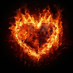 Fototapeta premium burning heart on black. Generative AI (생성형 AI)