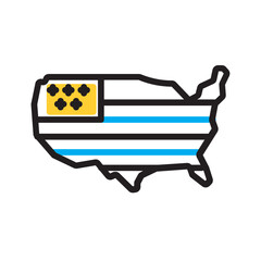 Vector multicolor icon for United states