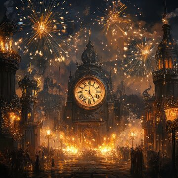 New Year Eve party with a countdown clock