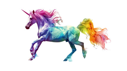 Fototapeta premium Rainbow unicorn, transparent background PNG
