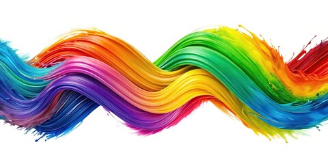 Fototapeta premium Symmetrical abstract color brush stroke wave on white background