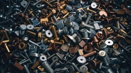 Fototapeta premium A Pile of Screws, Bolts, and Nuts