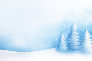 Naklejka premium serene watercolor abstract background featuring snowy trees and soft blue palette, perfect for Christmas and winter themed designs