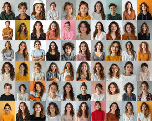 Obraz premium Displayed in a neat grid, each portrait showcases unique fashion and personality, adding a lively touch.
