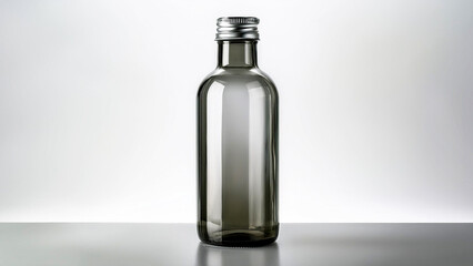Clear Glass Bottle Isolated on White Background.