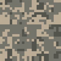 Camouflage Army Pattern Seamless Vector Background, Classic Khaki Texture, Forest Hunting Design. Military Camouflage