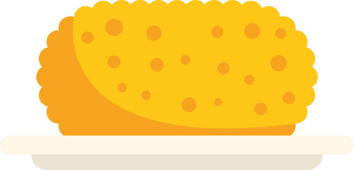 This vector illustration shows a freshly baked bread loaf resting on a plate, ideal for food related designs