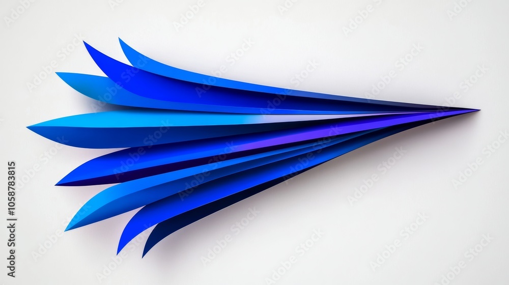 Poster blue and white image of a bird with blue feathers. the image is abstract and has a sense of movement