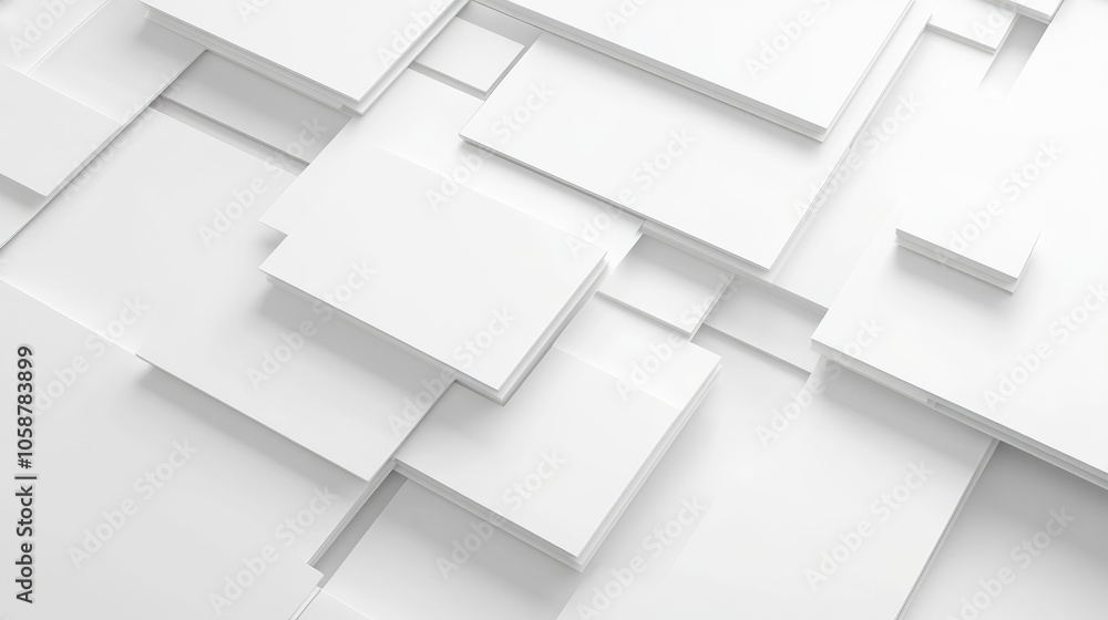 Poster abstract 3d white geometric background with overlapping layers
