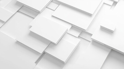 Abstract 3D white geometric background with overlapping layers