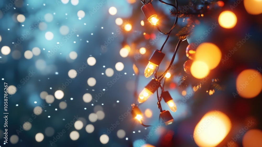 Aufkleber 3d visuals showcasing festive bokeh lights with a snowfall animation backdrop