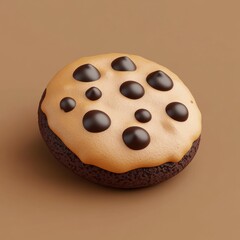 Fototapeta premium Delightful Chocolate Chip Cookie on Beige Background