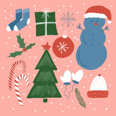 set of vector Christmas elements