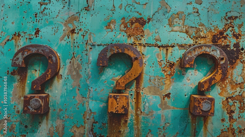 Poster a close-up of three corroded numbers on a rusty surface