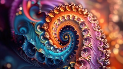 A captivating abstract digital artwork showcasing a vibrant 3D spiral design