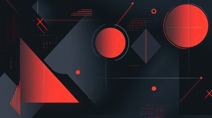 Obraz premium Abstract geometric shapes on a dark gray background Contemporary and minimal design featuring creative geometric elements