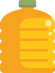 Big plastic bottle containing sunflower or olive oil for cooking, isolated on white background