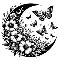 Floral Crescent Moon