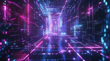 Neon Cityscape in a Digital Realm