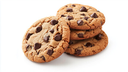 Stack of chocolate chip cookies isolated on white. National Cookie Day.