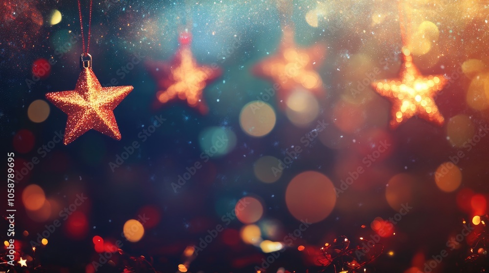 Poster abstract background featuring blurred lights and christmas stars creating an illuminated atmosphere 