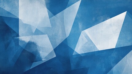 Contemporary abstract design featuring a blue backdrop with white rhombus shaped elements