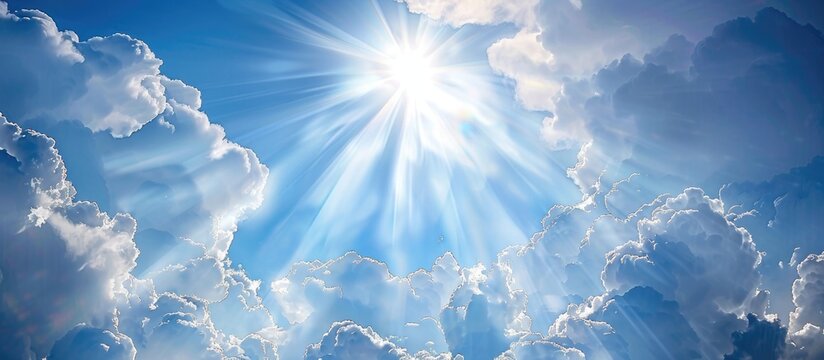 Sun Behide In Cloud And Blue Sky