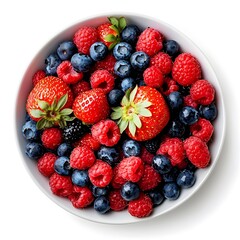 Obraz premium Assorted Vibrant Berries in a Bowl on White Background