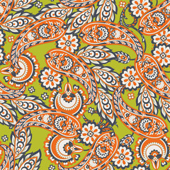 Paisley Damask ornament. Floral Seamless Vector pattern