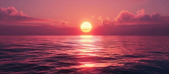 Sunset Over Sea Cape With Sun Reflection