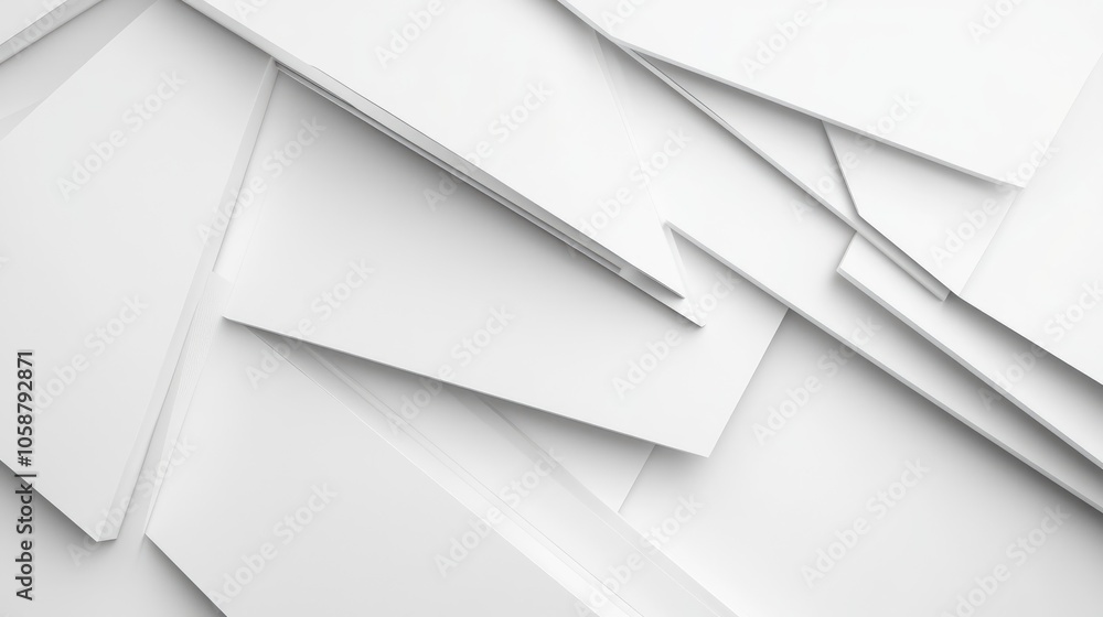 Poster abstract 3d white geometric background with overlapping layers