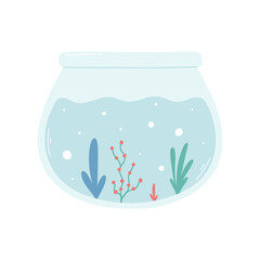 Vector illustration of a round aquarium.