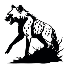 a aggressive hyena vector silhouette, isolated white background