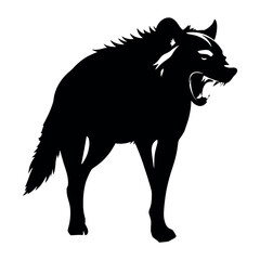 a aggressive hyena vector silhouette, isolated white background