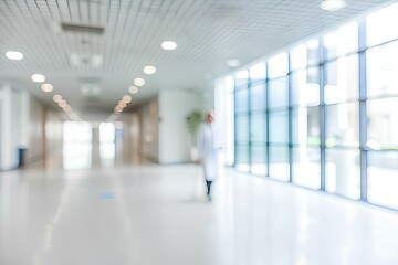 Blurred Hospital Corridor – A Bright and Modern Medical Environment