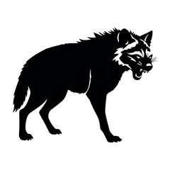 a aggressive hyena vector silhouette, isolated white background