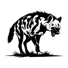 a aggressive hyena vector silhouette, isolated white background