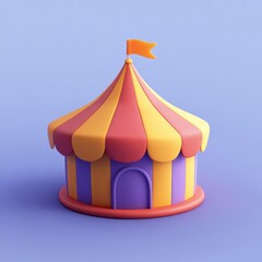 Colorful and Whimsical Circus Tent on a Blue Background