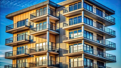 Obraz premium Tall structure with windows and balcony