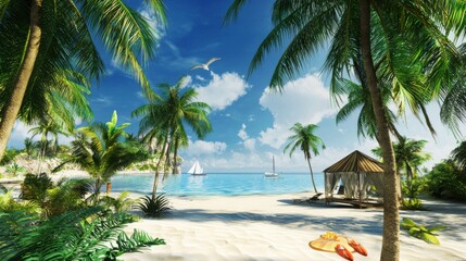 High-Definition 3D Seaside Scenery for Computer Backgrounds