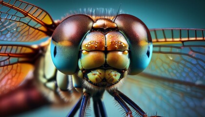 Nature's Jewel: An Extreme Close-Up of a Beautiful Dragonfly"