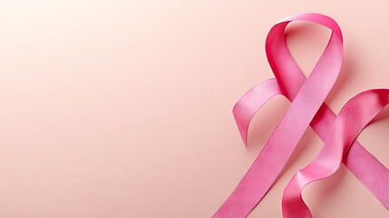 Breast cancer awareness month banner featuring a pink ribbon design, emphasizing the importance of breast cancer awareness. The banner includes ample copy space for messaging.